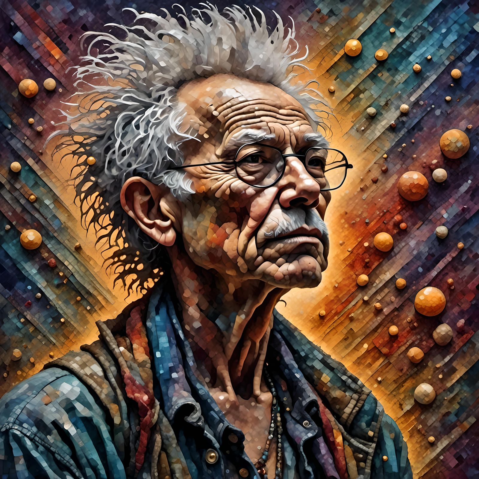 Grandpa at EDC Concert in Grunge Style