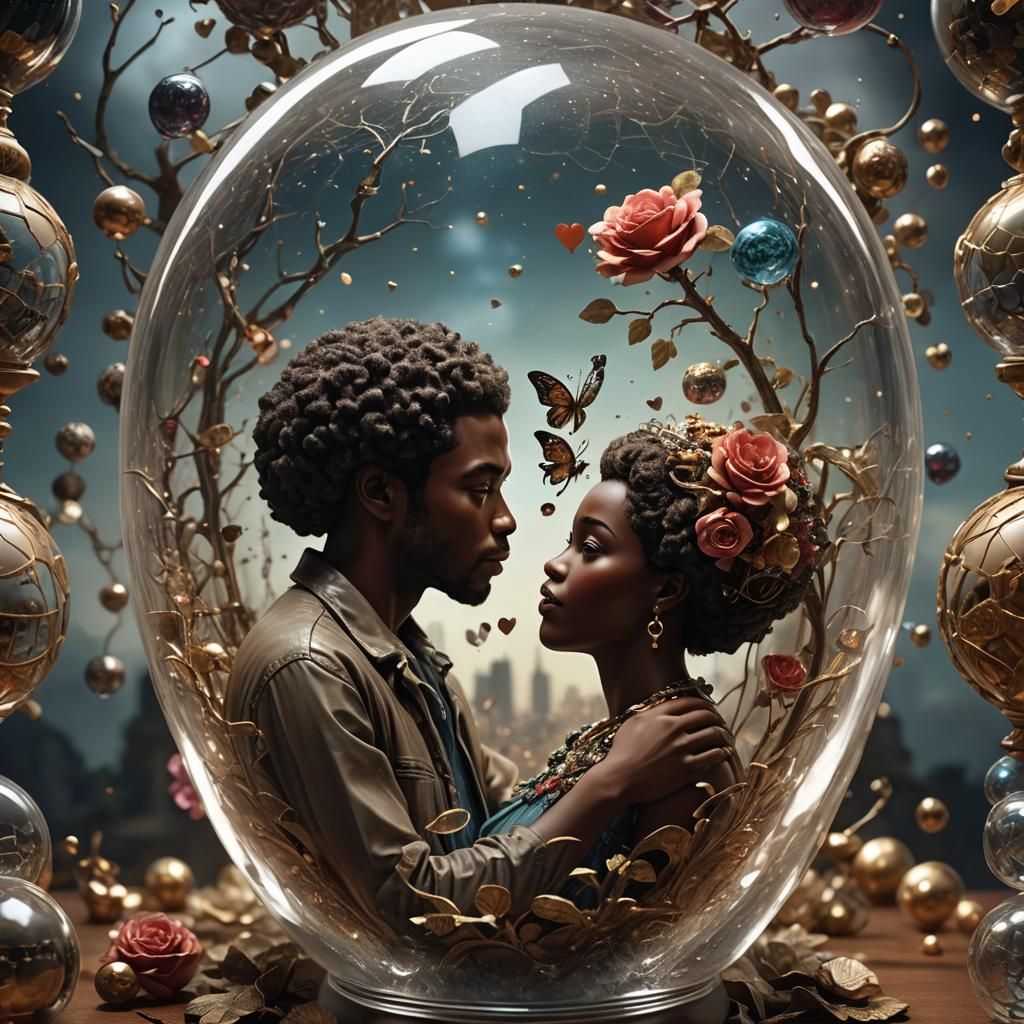 Hopeless Romantic Inside Glass Figurine: Digital Matte Paint...