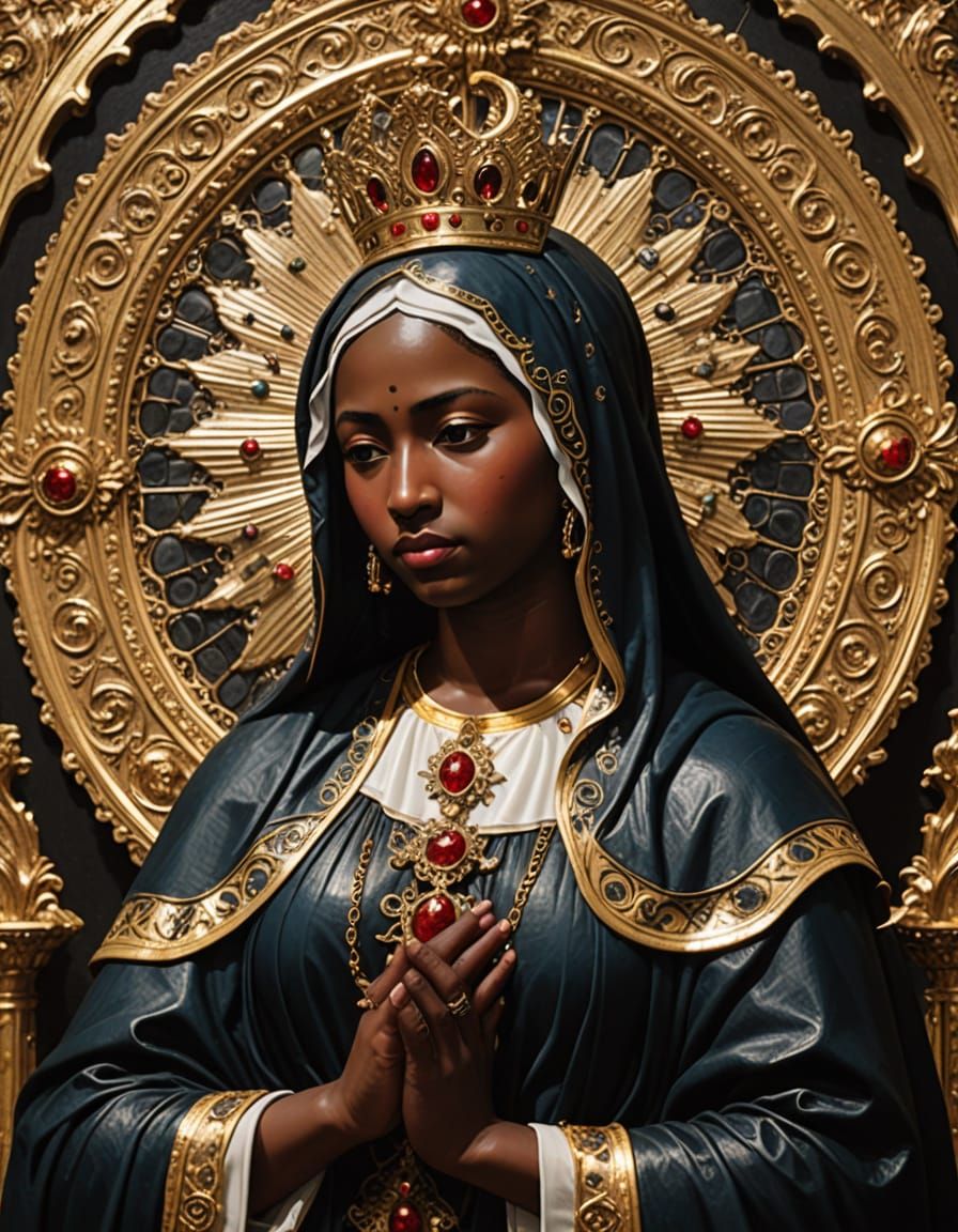 Ebony Virgin Mary Digital Rendering