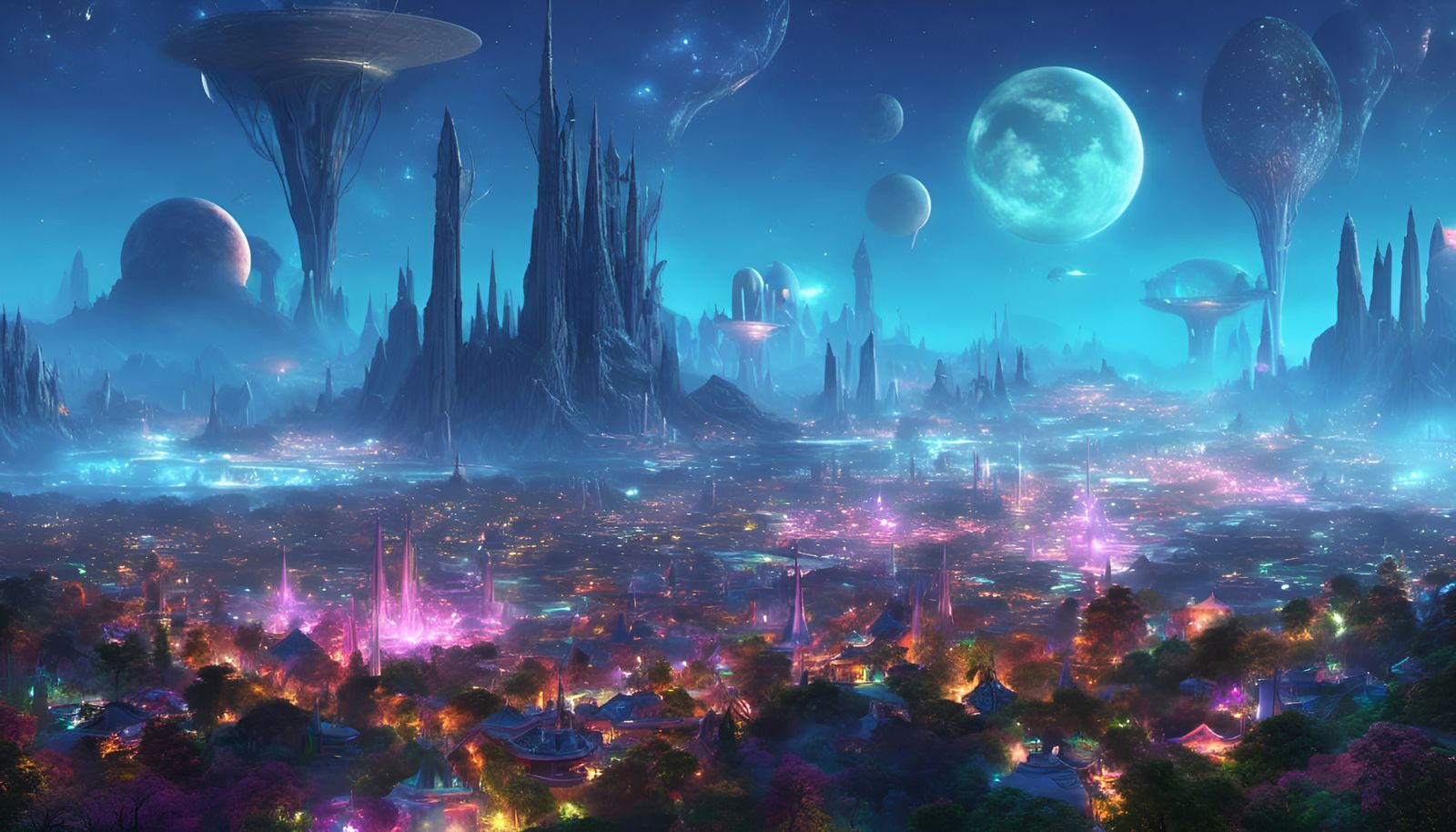 Magical Alien Elven City in a Sci-Fi Jungle