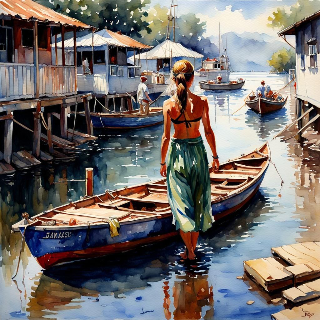 James Gurney Style Oil Painting in Watercolor