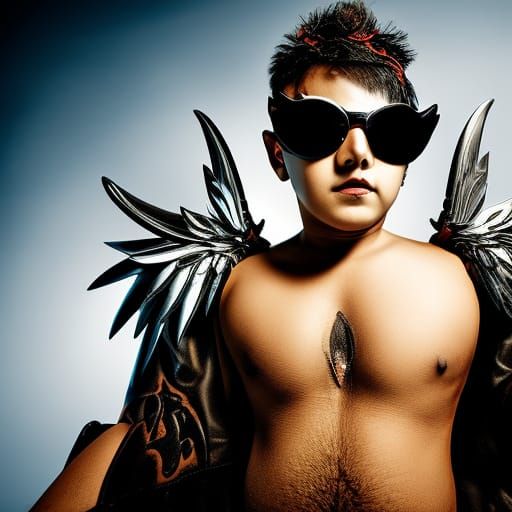 Detailed Hyperrealistic Image of a Chubby Devil Boy