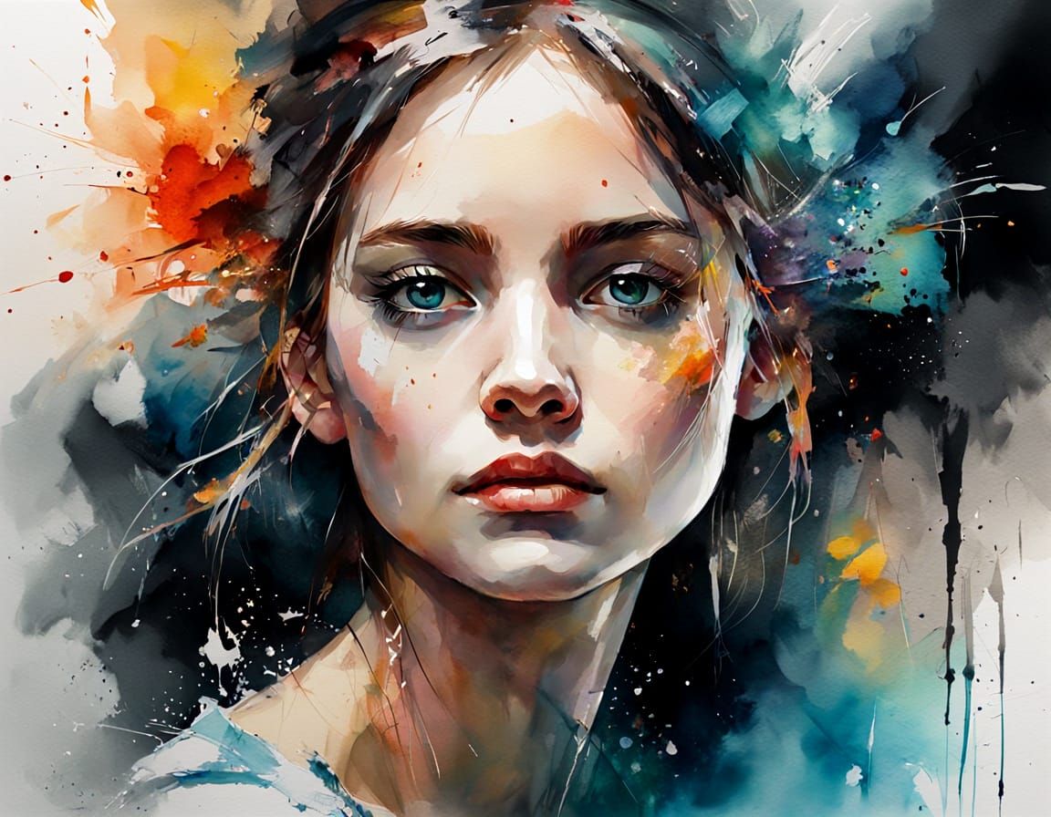 Mystical Ancient Figure in Vibrant Watercolor Style