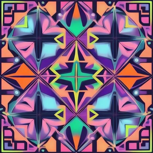 90's Neon Geometric Pattern Abstract Art