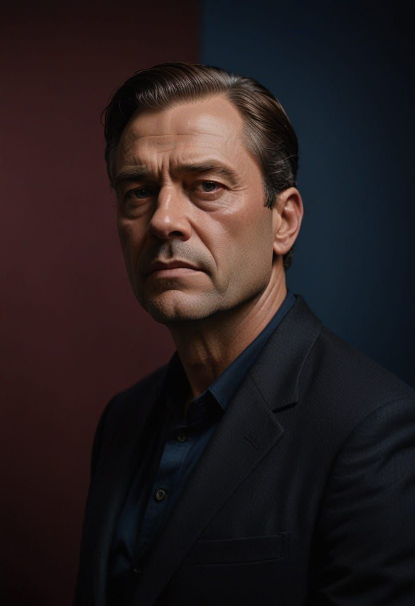 Cinematic Portrait with Stark Lighting and Halo Effect