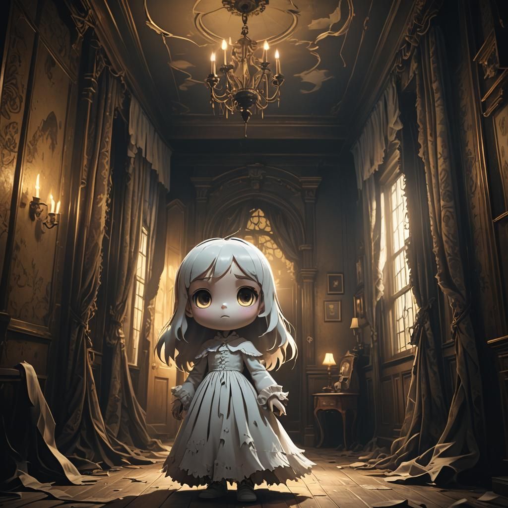 Chibi Ghost Girl in Haunted House: Gothic Anime