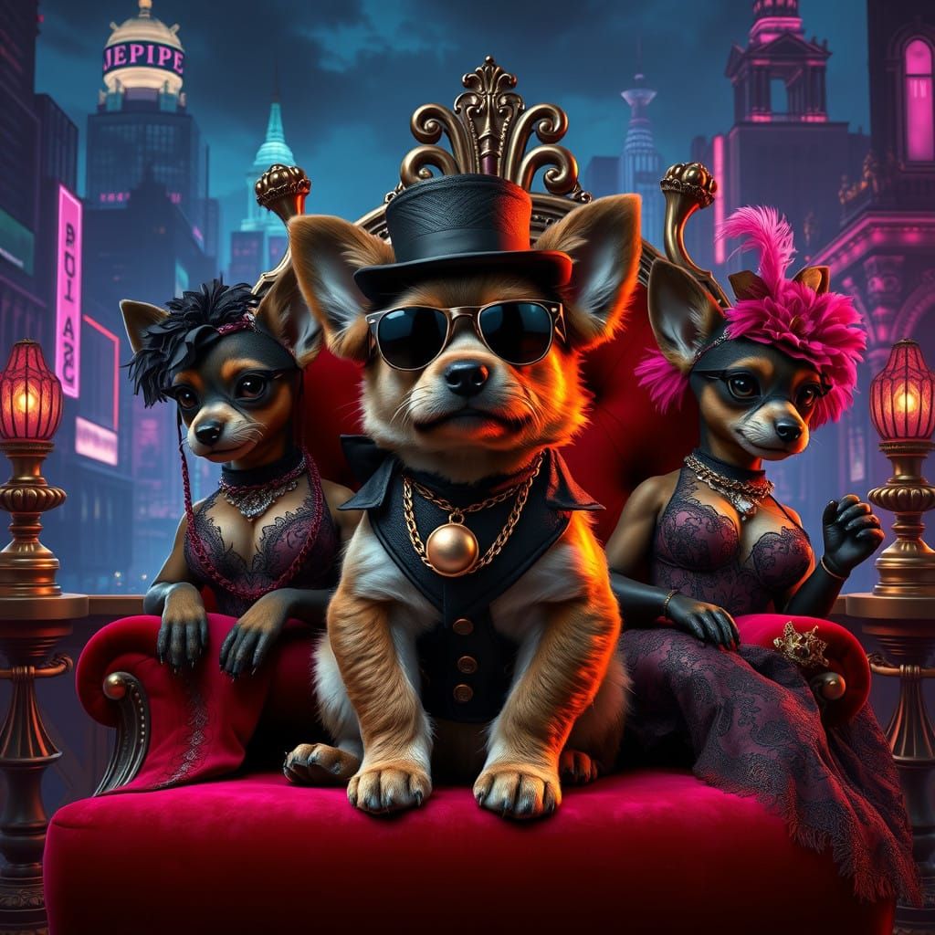 Gangster Puppy in Opulent, Victorian-Era Inspired Setting