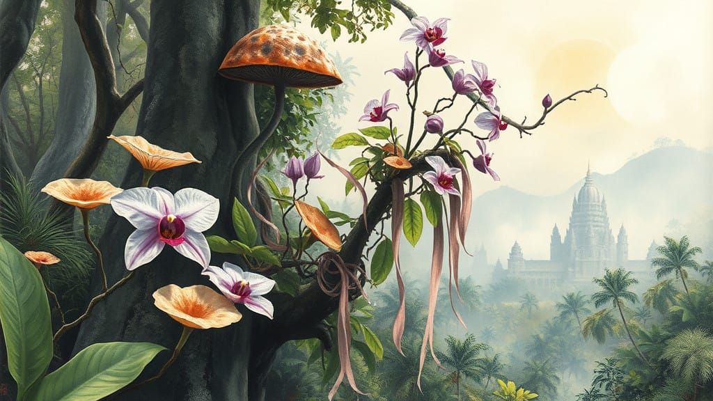 Surreal Enchanted Jungle in Ink Wash Style