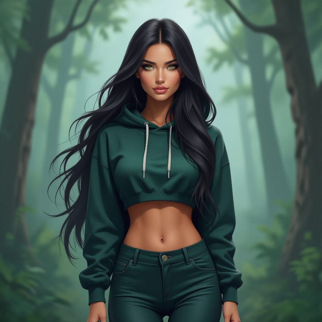 Lamia Woman in Forest with Serpentine Body