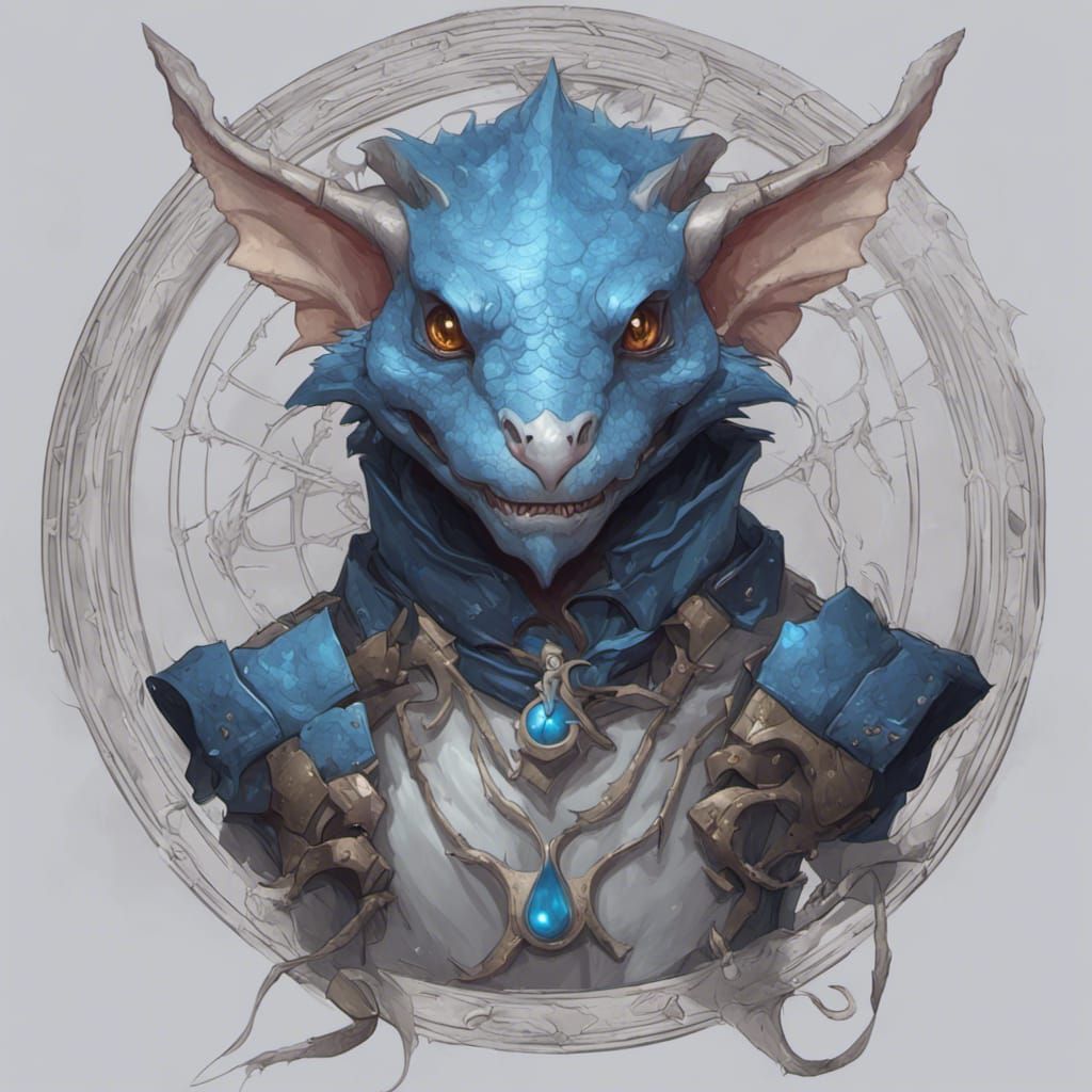 Blue Kobold in Laboratory: Hyperdetailed Digital Portrait