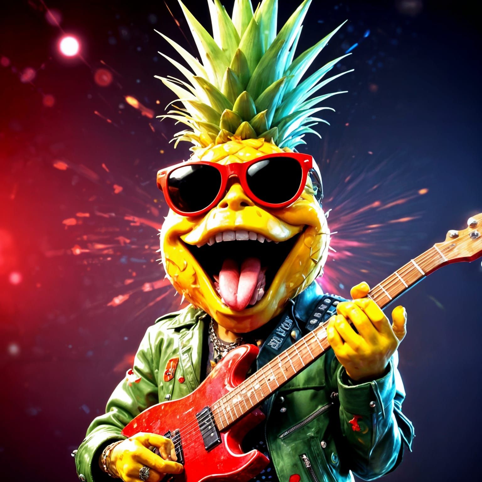 Electric Pineapple Rockstar in Punk Style