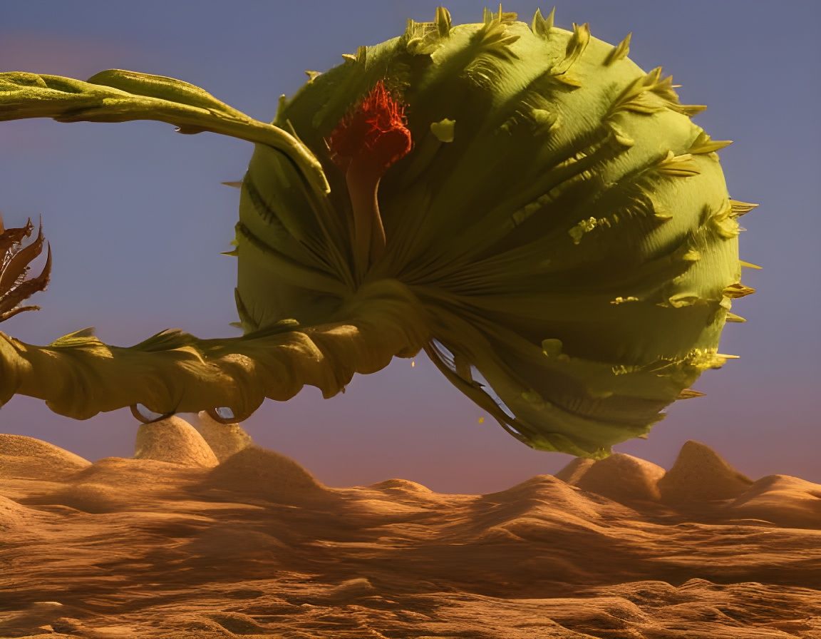 Gunslinger Plants Duel: A 3D Fantasycore Action Scene