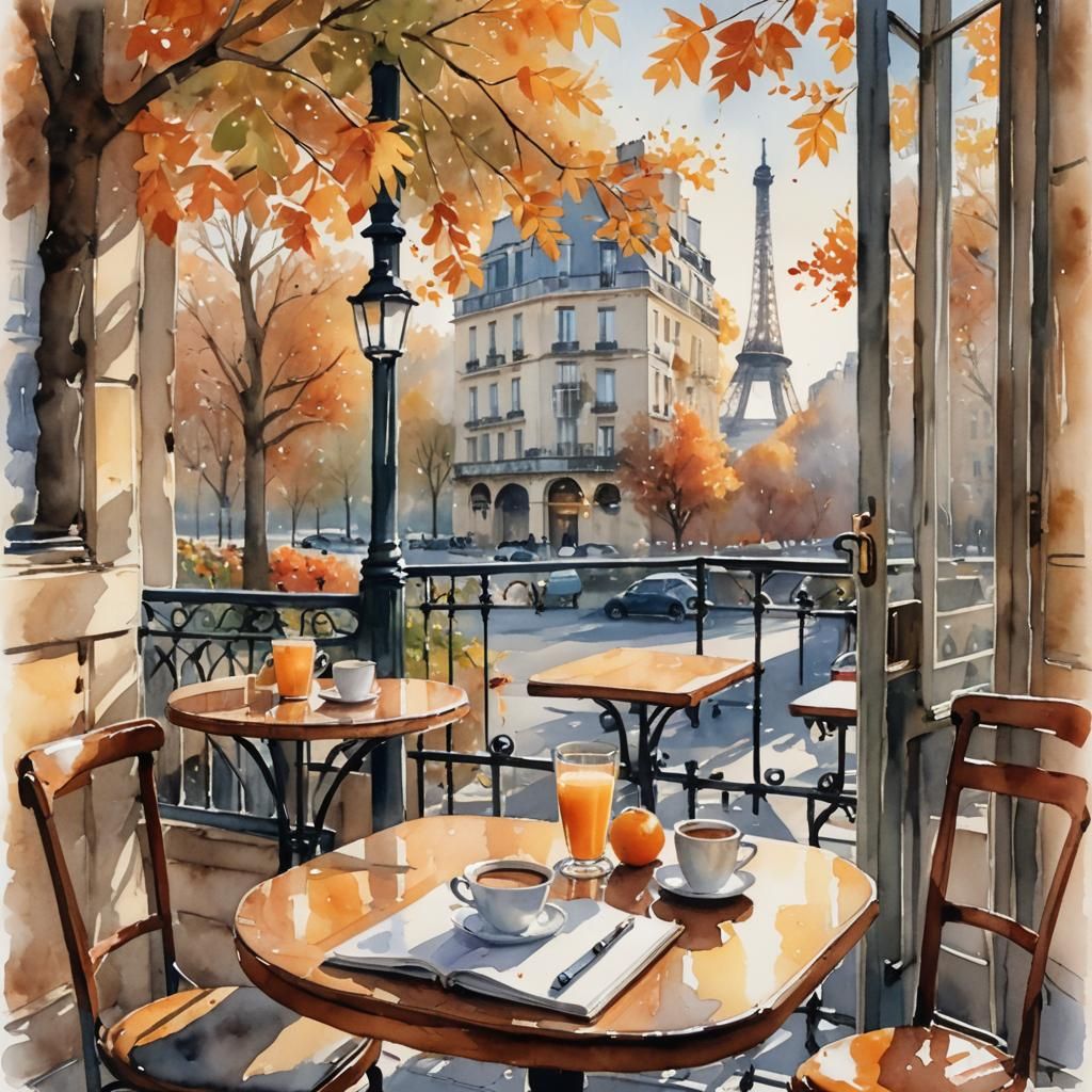 Eiffel Tower View in Watercolor Style