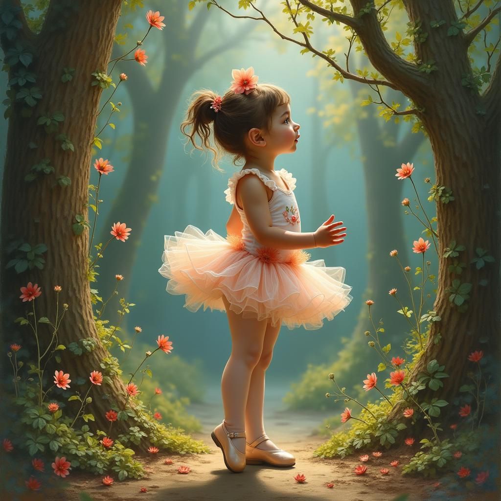Tiny ballerina in the woods