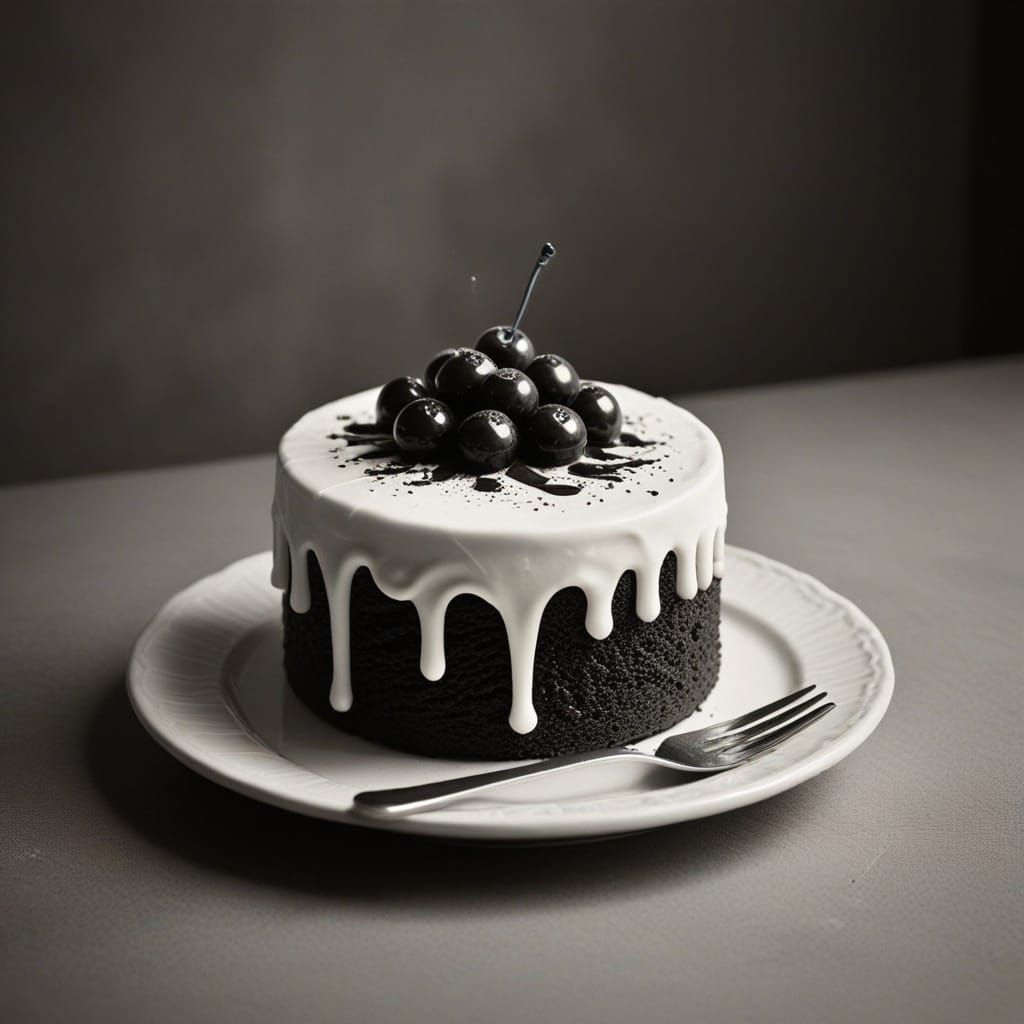 Moody Sepia-Toned Mini Cake in Modern Still Life