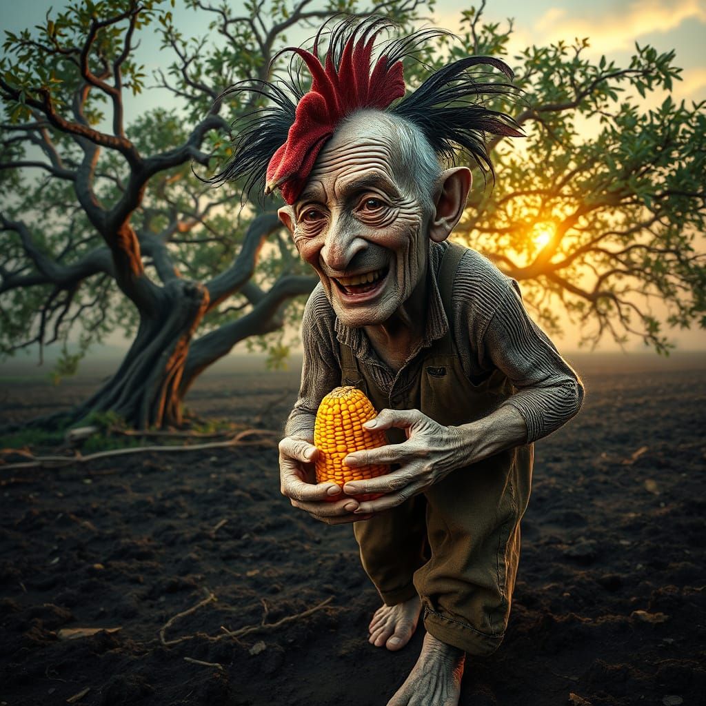 Surreal Elderly Man with Mystical Expression in Ultra Fine P...