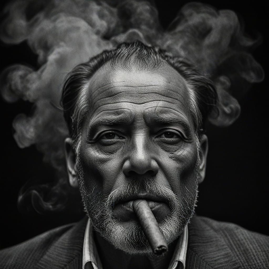 Mysterious Smoker Captured in Moody Black and White
