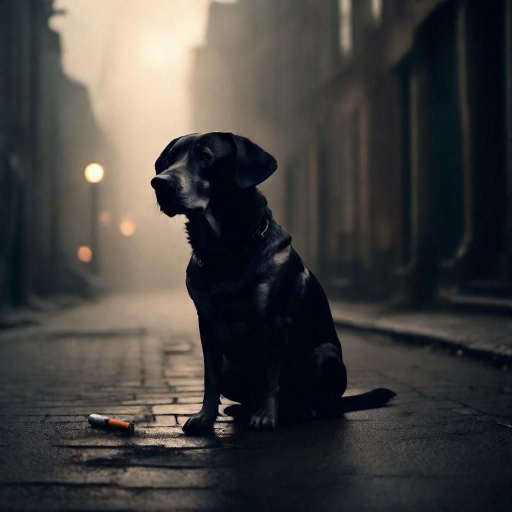 Melancholic Dog Portrait in Dark Surrealism