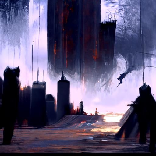 City in the Sky Falls at Night: Digital Art