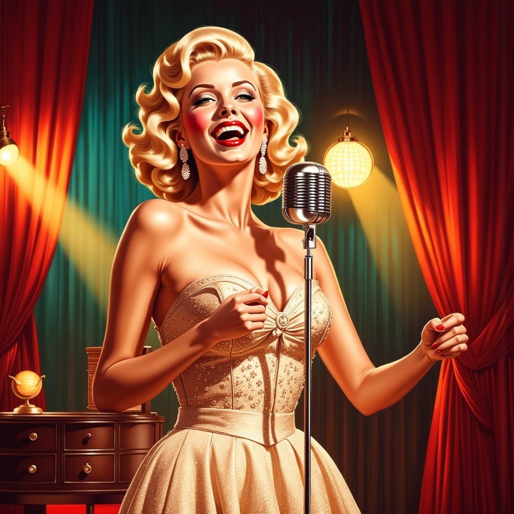 Doris Day Performing in 1950s Retro Style