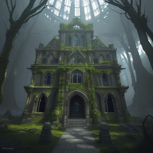 Majestic Hospital in Mystical Forest: Fantasy Concept Art