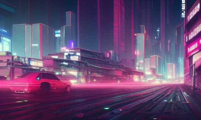 Cyberpunk Tech Garden in Neon Cityscape