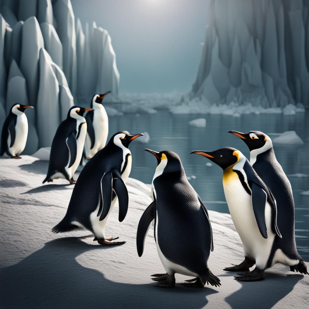 Hyperrealistic Penguins in Natural Habitat