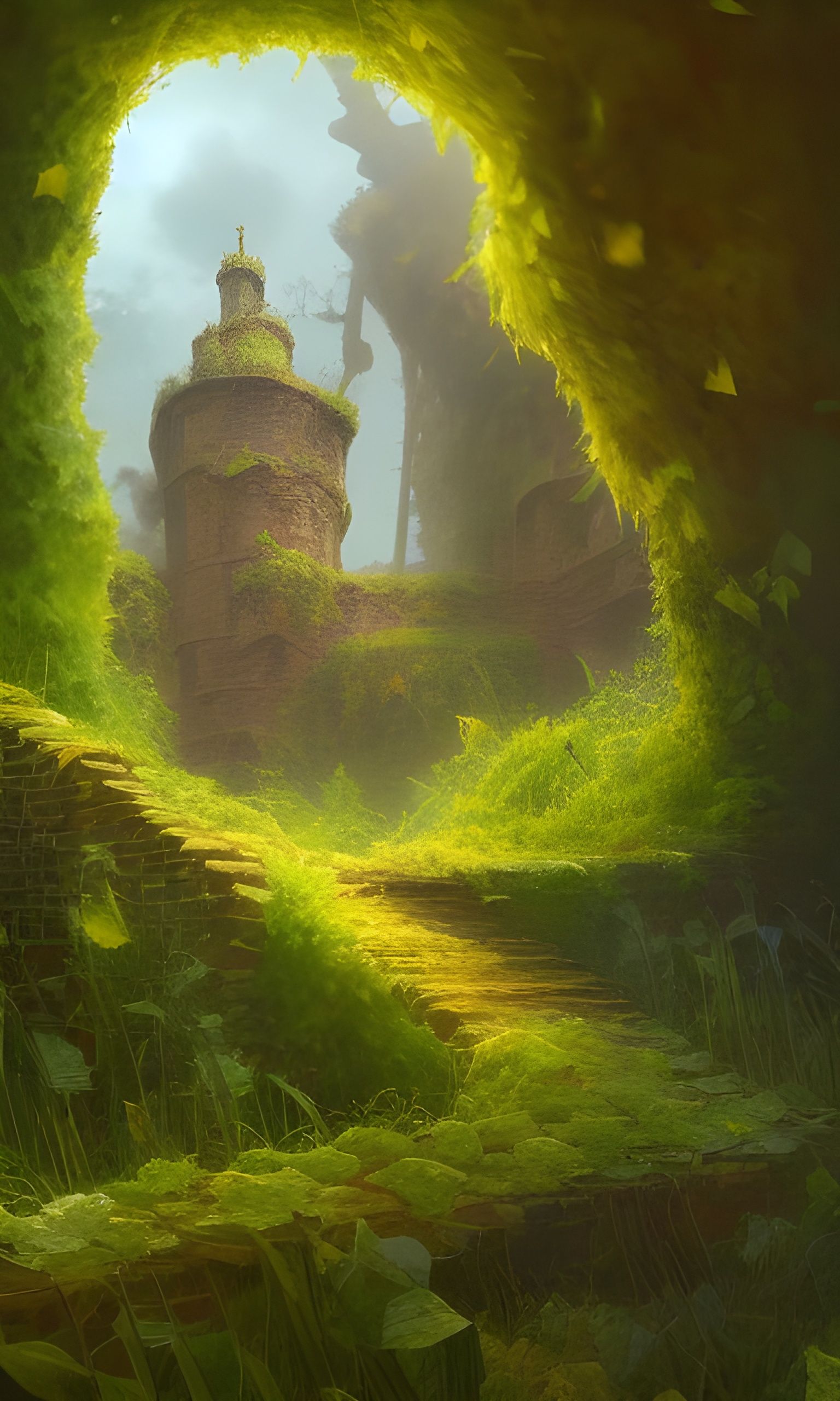 Overgrown Fortress Digital Painting in 8k Resolution