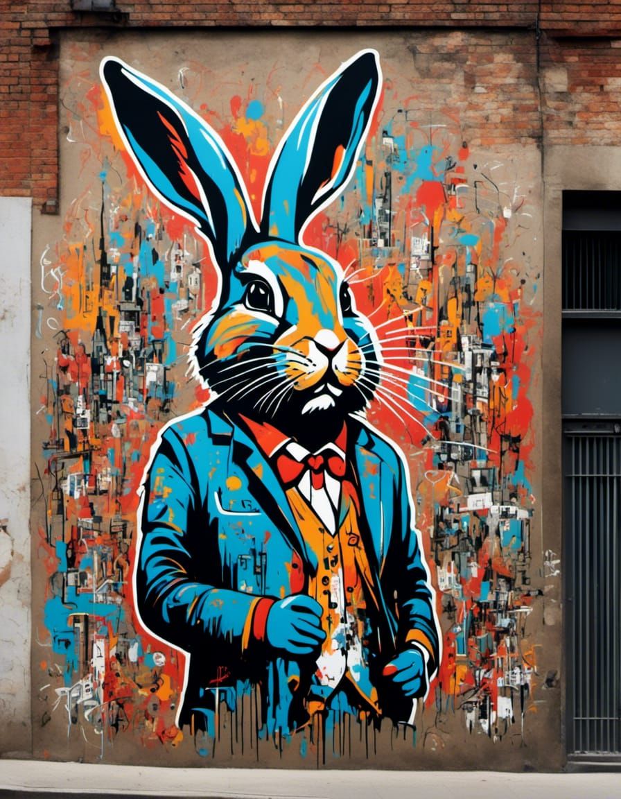 Rabbit in the city graffiti