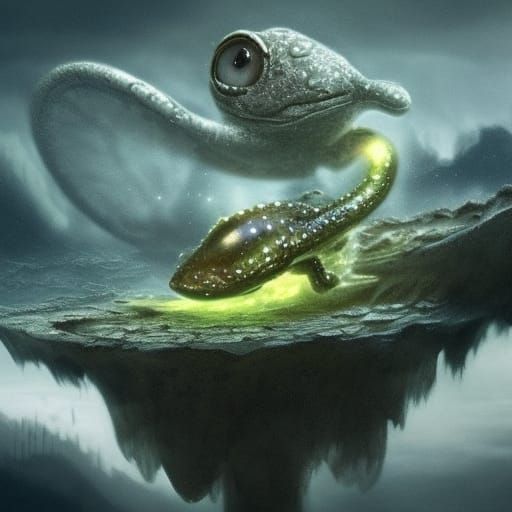 Adorable Tadpole in Ethereal Fantasy Digital Painting