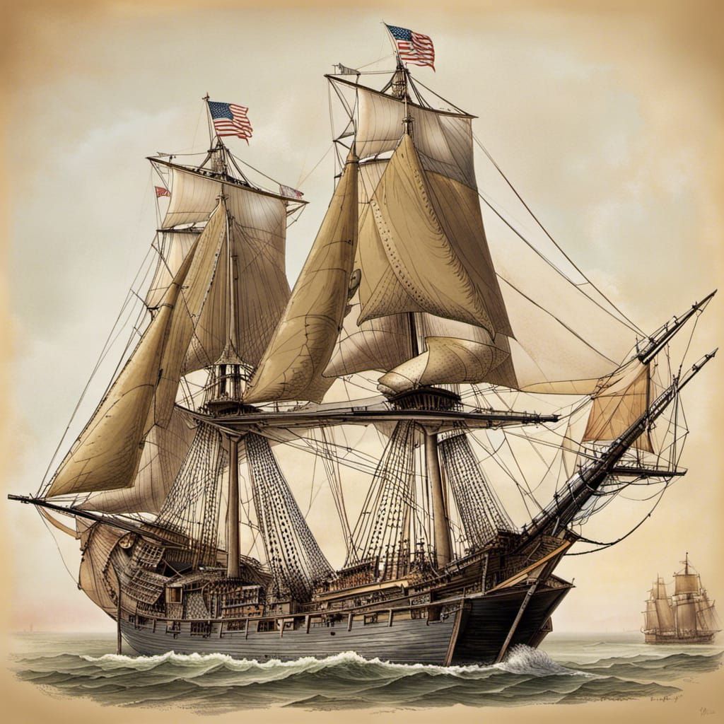 American Bomb Ketch in the Enlightenment Age