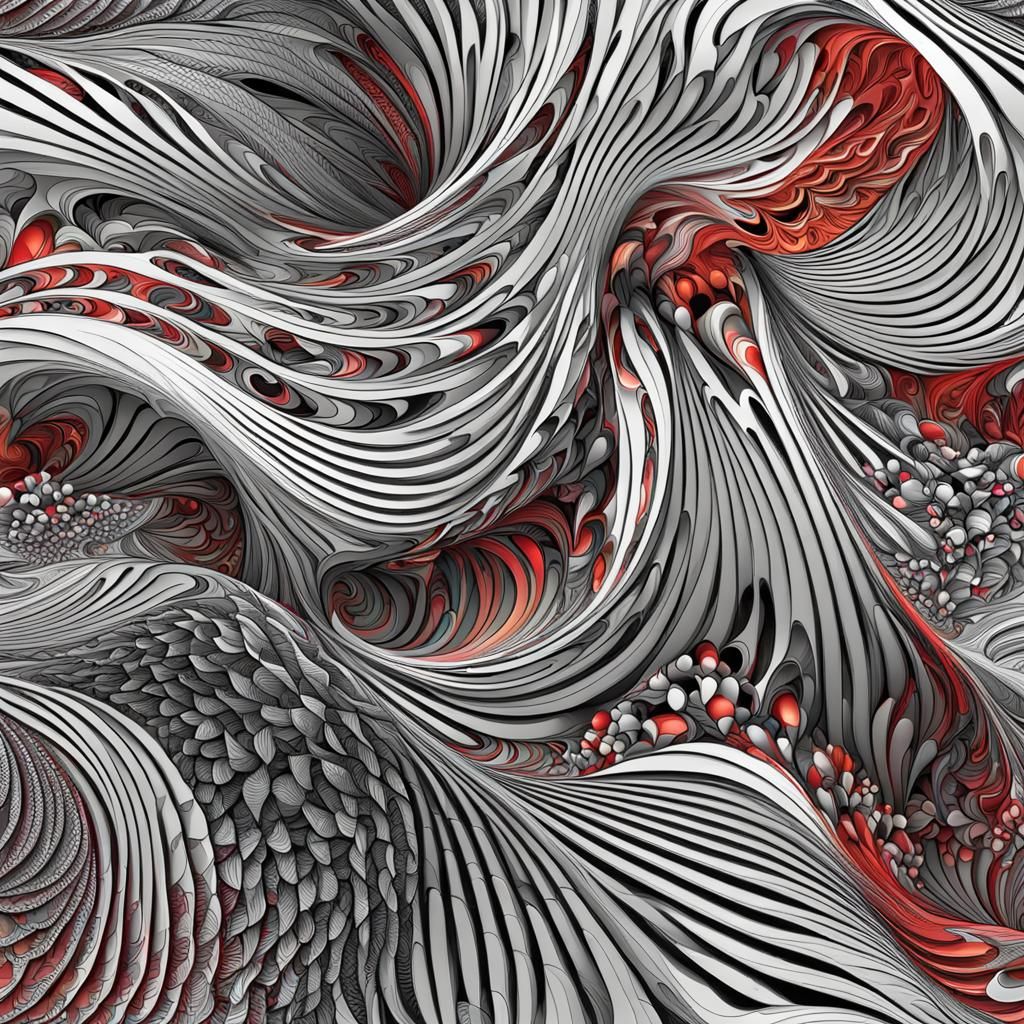 Abstract Vector Fractal Wave Function in Zentangle Style