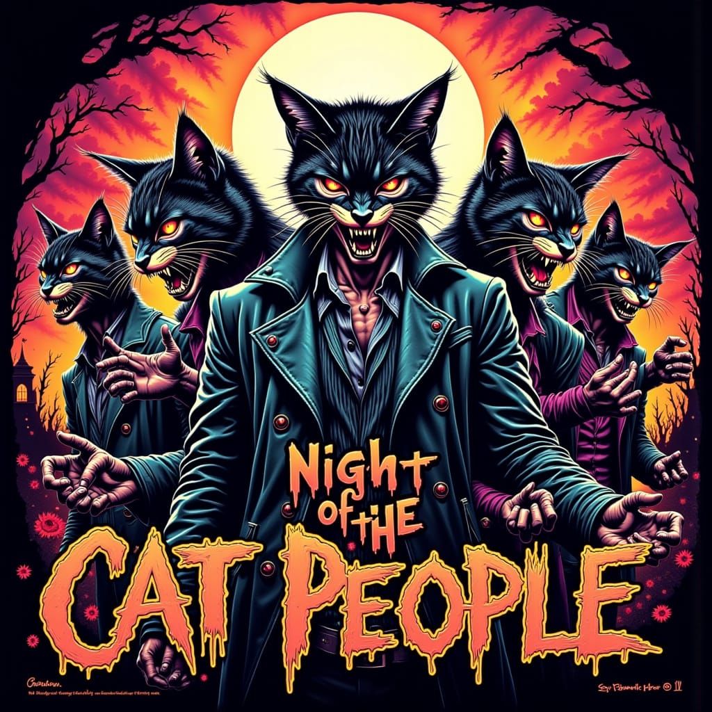 Vintage Pulp Comic Poster: Night of the Cat People