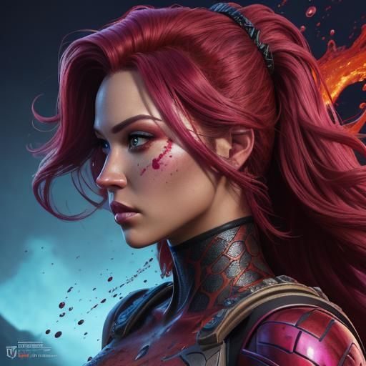 Hyperrealistic Lava Girl Splash Art Portrait