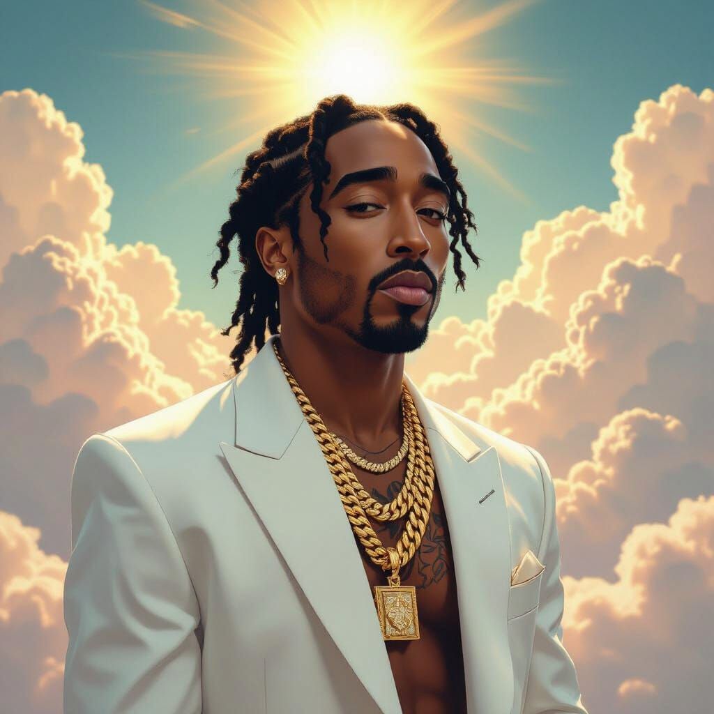 Tupac in Heaven: Digital Art in Ethereal Style