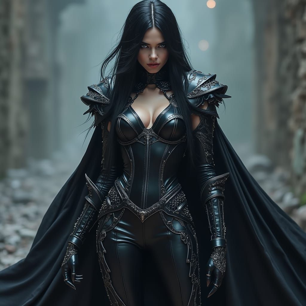 Cyberpunk Vampire Warrior in Gothic Romanticism Style