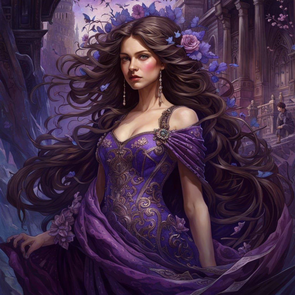 Girl in Purple Dress: Fantasycore Digital Art