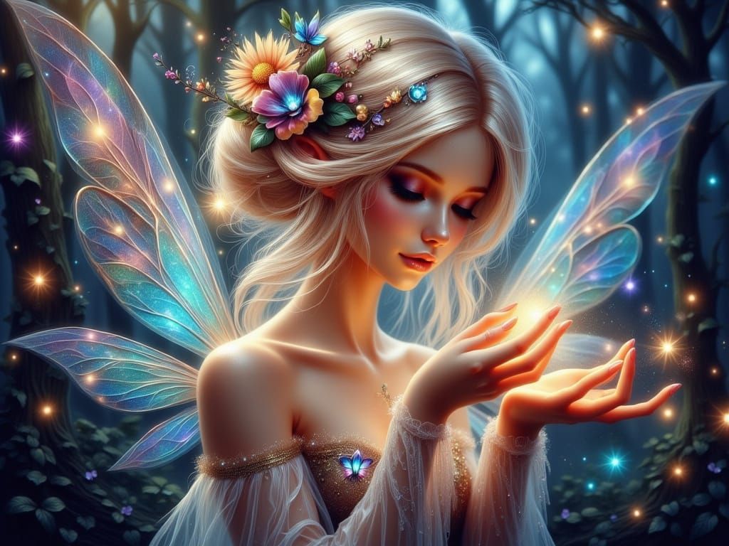 Ethereal Elf Maiden in Moonlit Forest