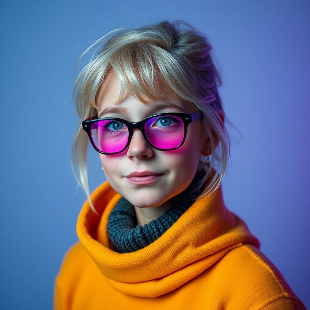 Vibrant Portrait of Woman with Neon Colors