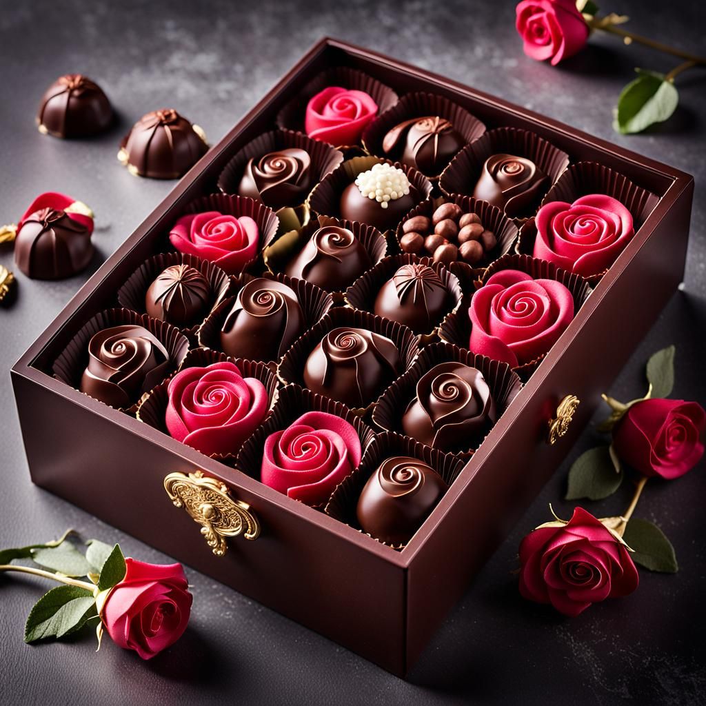 Luxurious Chocolate Box Still-Life Photo
