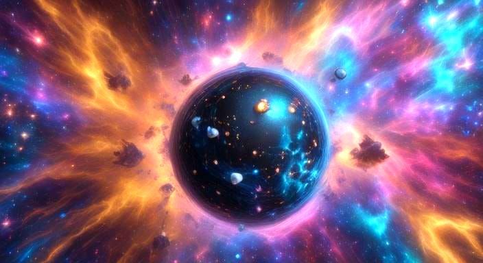 Cosmic Galaxy with Glittering Stars and Interconnected Celes...