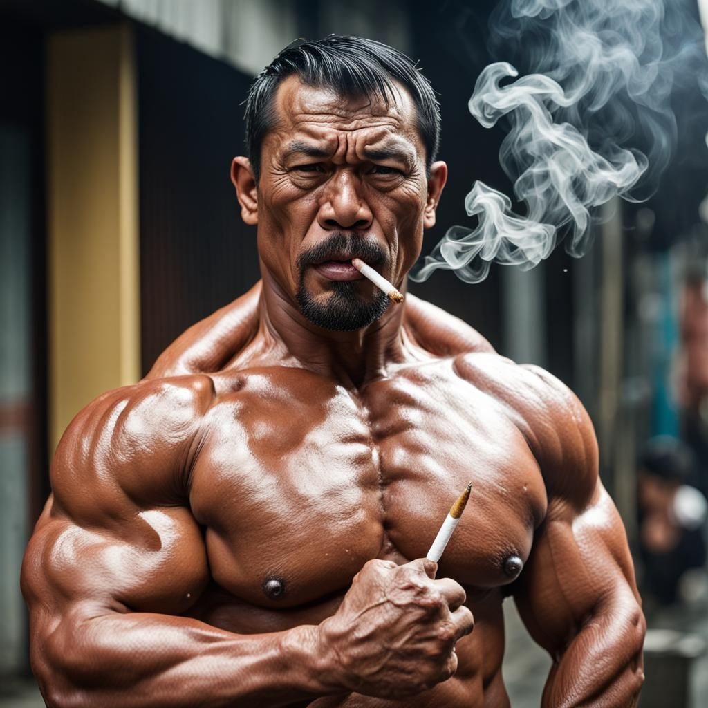 Hyperrealistic Image of Muscular Indonesian Security Man