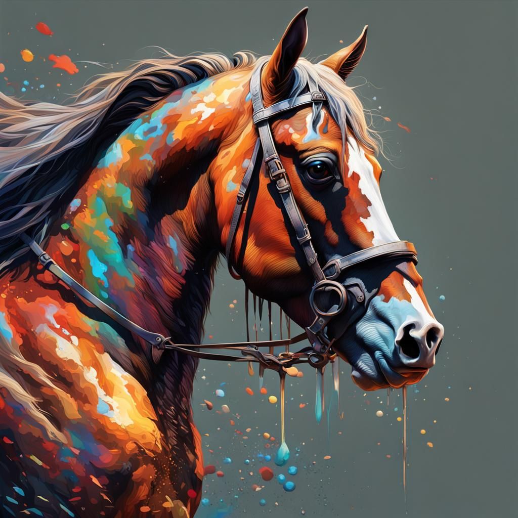 Hyperrealistic Horse Portrait in Splash Art Style