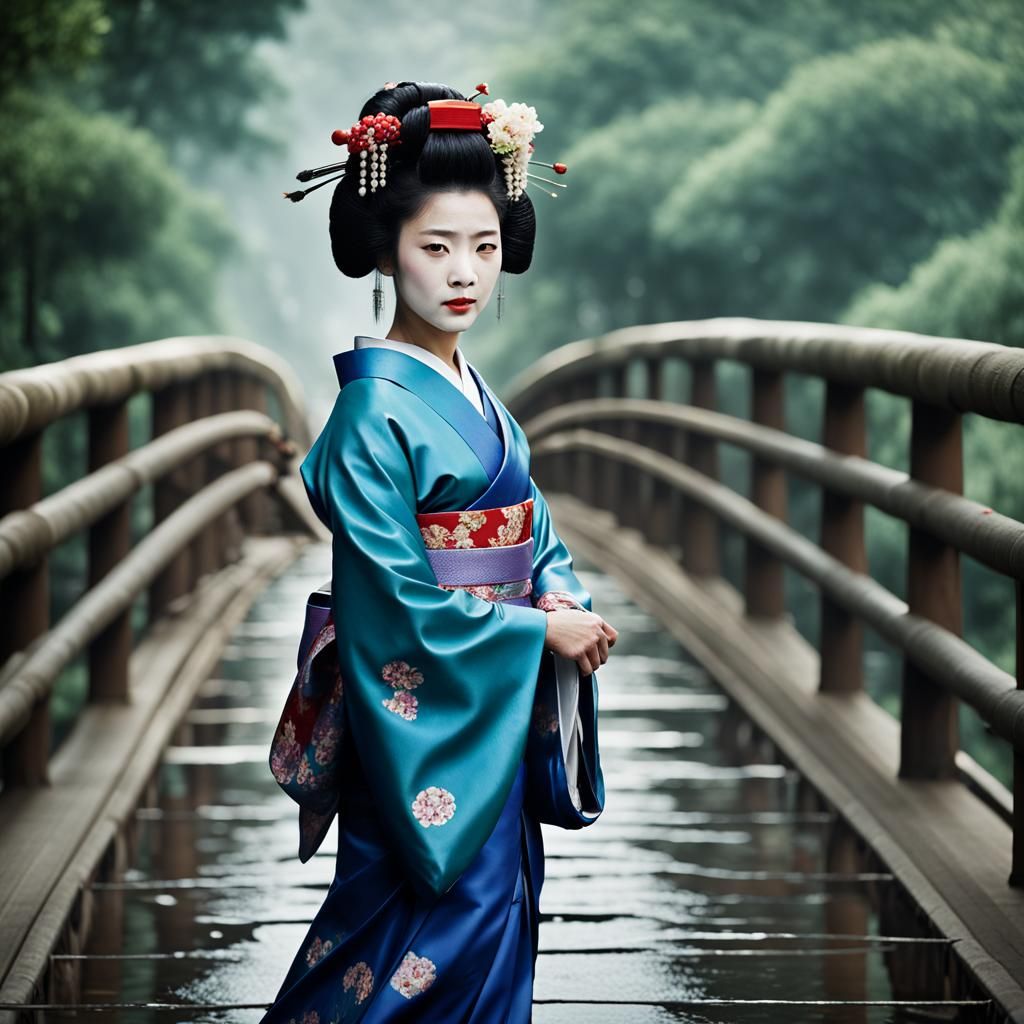 Geisha Portrait with Bokeh and Studio Lighting