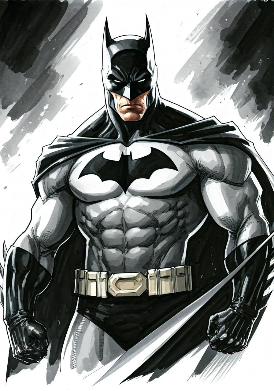 Gritty Dark Knight Concept Art Portrait in Sketchbook Style