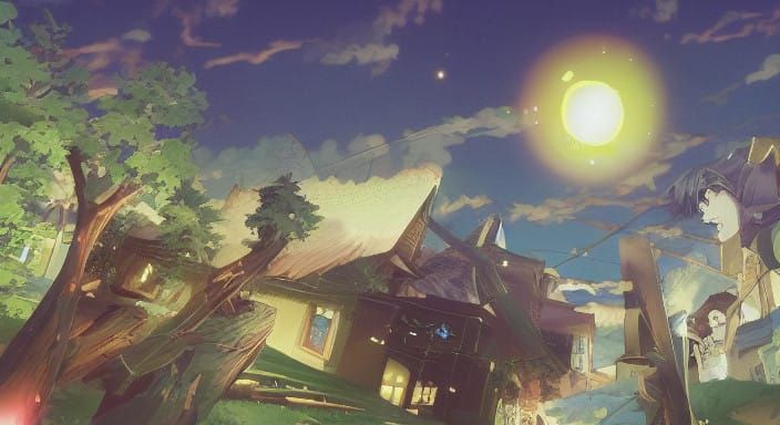 Spring Twilight Candlelit Moment in Anime Style