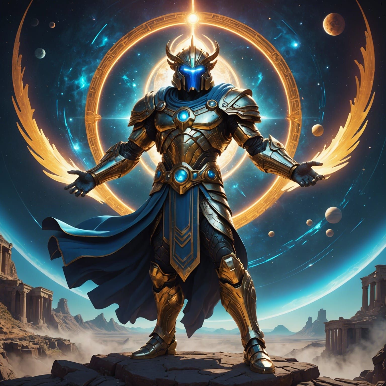 Cosmic Greek God Bestowing Celestial Aura