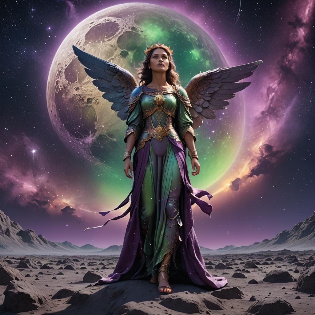 Angel on the Moon in Dreamy Colors