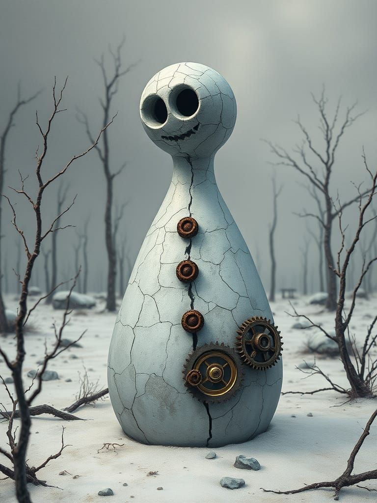 Kintsugi Snowman in Wasteland
