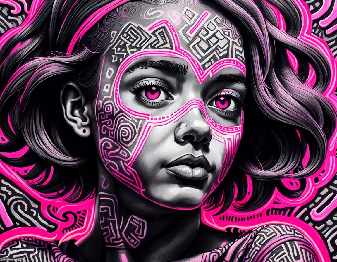 Vibrant Charcoal Portrait Embracing Individuality in Bold St...